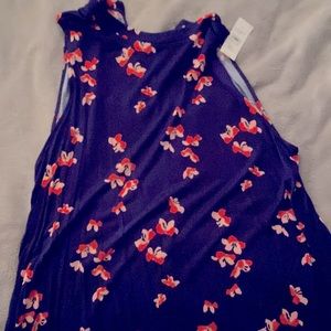 Navy with red flowers tank